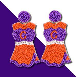 Clemson Tigers College Football Fan Gameday CHEERLEADER Outfit Beaded Earrings